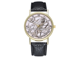 Relógio de Pulso Unissex de Quartzo com Pulseira de Couro Pu Romanos Dial Preto
