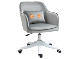 Cadeira de Escritório Veludo com Massagem, Lombar, Giratória, Cinza Claro VISTA SHOP