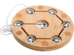 Base Redonda Iluminada Para Bola De Cristal De Madeira Maciça Com 7 Leds Ajustáveis E Conexão Usb.