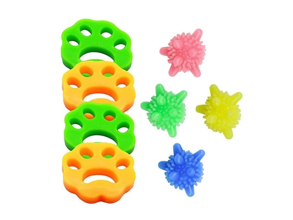 Removedor de pêlos de roupas para máquina de lavar, ferramenta de limpeza de pêlos de animais de estimação de 8 peças, anti bola de cabelo reutilizáve