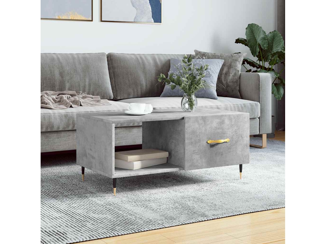 Vidaxl Mesa De Centro 90x50x40 Madeira Processada Cinza Cimento