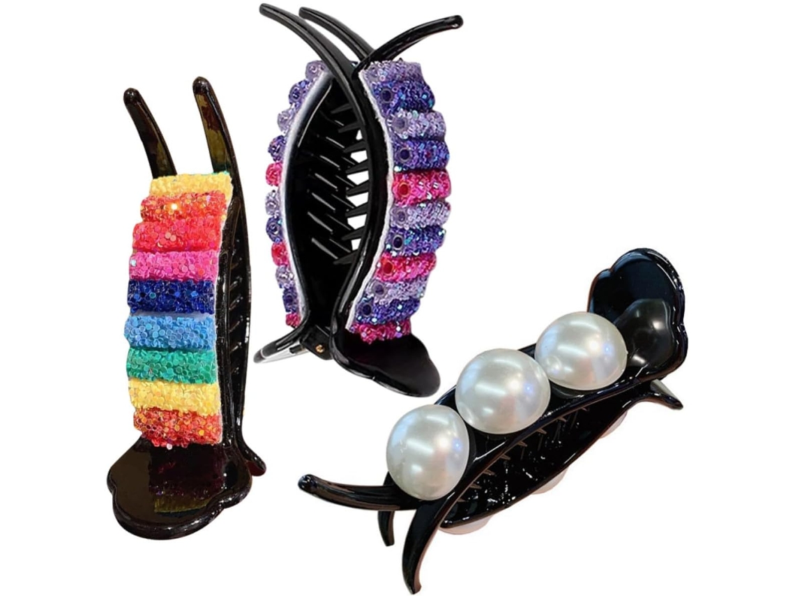 Presilhas de cabelo duráveis, conjunto de 3 unidades, elegantes e práticas, em plástico.
