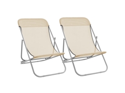 Maison Exclusive - Cadeiras Praia Dobráveis 2pcs Textilene/aço Revestido Pó Creme