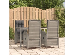 Vidaxl 5 Pcs Conjunto De Jantar P/ Jardim C/ Almofadões Vime Pe Cinza