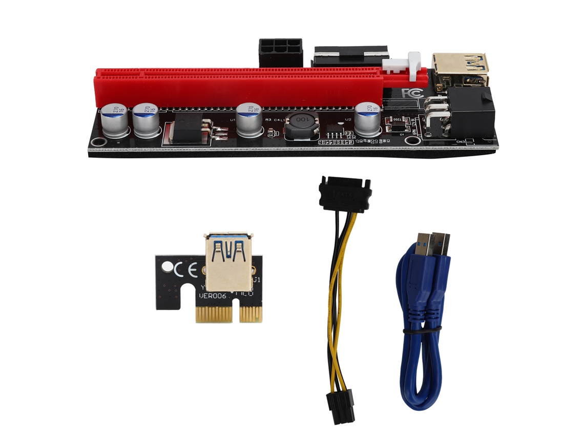 Placa Adaptadora De Extensão Usb Pcie 009 Express 1x/4x/8x/16x Com Dois Pinos 6 Pin 15 Para Minerador Btc