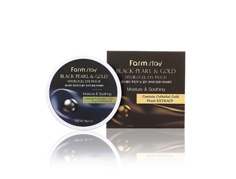 Patches De Gel Para Olhos Farmstay Black Pearl Gold, 60 Unidades