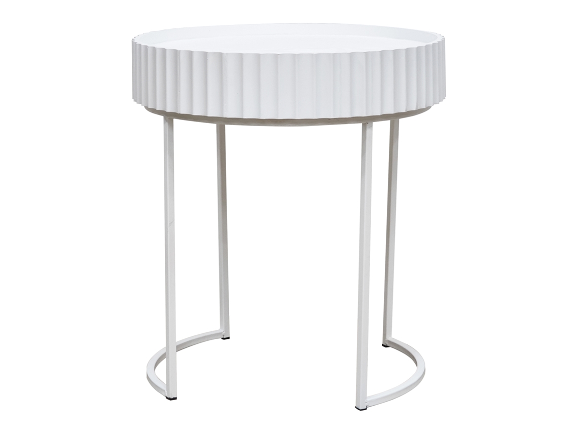Mesa Lateral Rill Redonda 46xø40 Cm Blanco [EN.CASA]