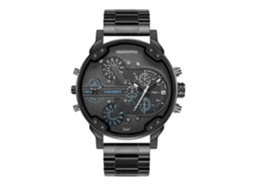 Relógio De Quartzo Masculino Cagarny 6820 Com Mostrador Azul E Pulseira De Aço, Movimento Duplo.