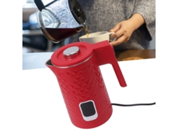 Chaleira elétrica Slowmoose 2000W 2L, aço inoxidável, parede dupla, com desligamento automático, vermelha