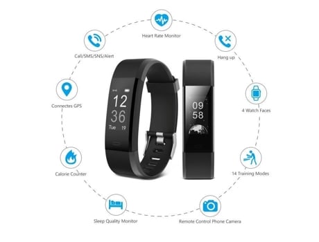 Smart Cardio Bracelet Smart Watch Sport Fitness Tracker Pedômetro Calorias Sono Frequência Cardíaca Preto Savfy