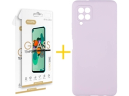 Capa e Película Samsung A12 5G ACCETEL Vidro Temperado 3877 Roxo