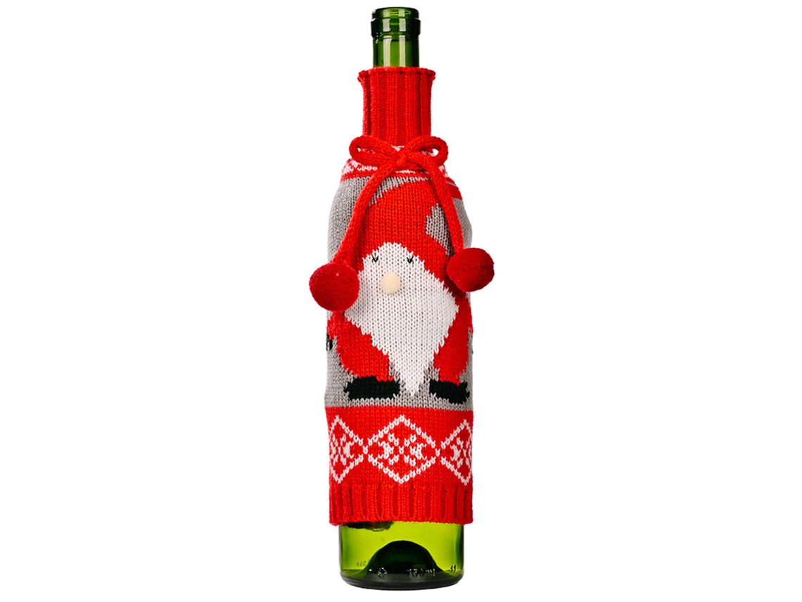 Cobertura de garrafa de vinho natalina tricô vermelho para decoração LAXISCREED