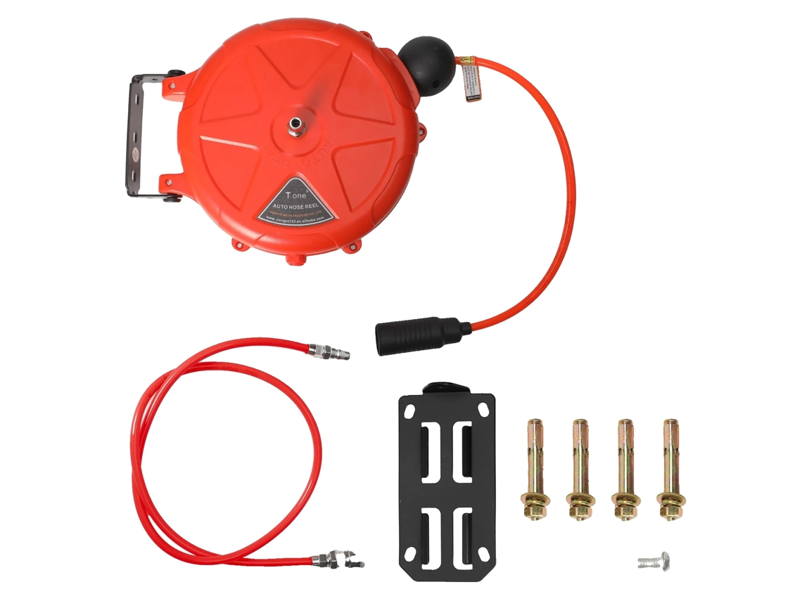 Mangueira De Ar, Retrátil Automático, Montada Na Parede, Vermelho