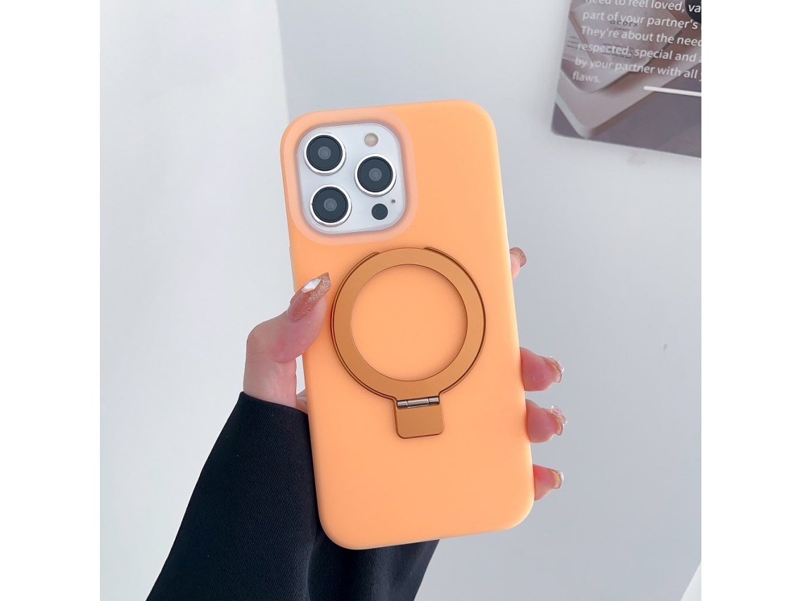 Suporte Casa Magsafe Para Iphone 15 Pro Silicone Laranja