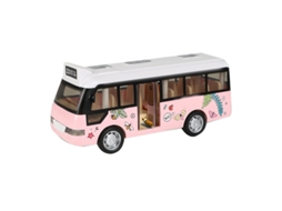 Ats ônibus de Cidade com Som e Luz Brinquedo Durável Modelo Simulação Carros com Porta Abatível Rosa para Crianças