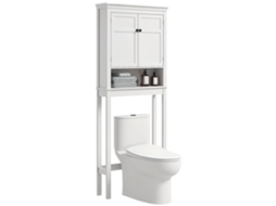 Armário de Banheiro com 2 Portas, Prateleiras Ajustáveis e Espelho 45x90cm Branco S/MARCA