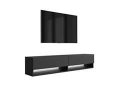 Suporte De Tv 170 Cm Preto Fosco, Led Branco, 170 × 32 × 34 Cm 3E 3XE LIVING.COM