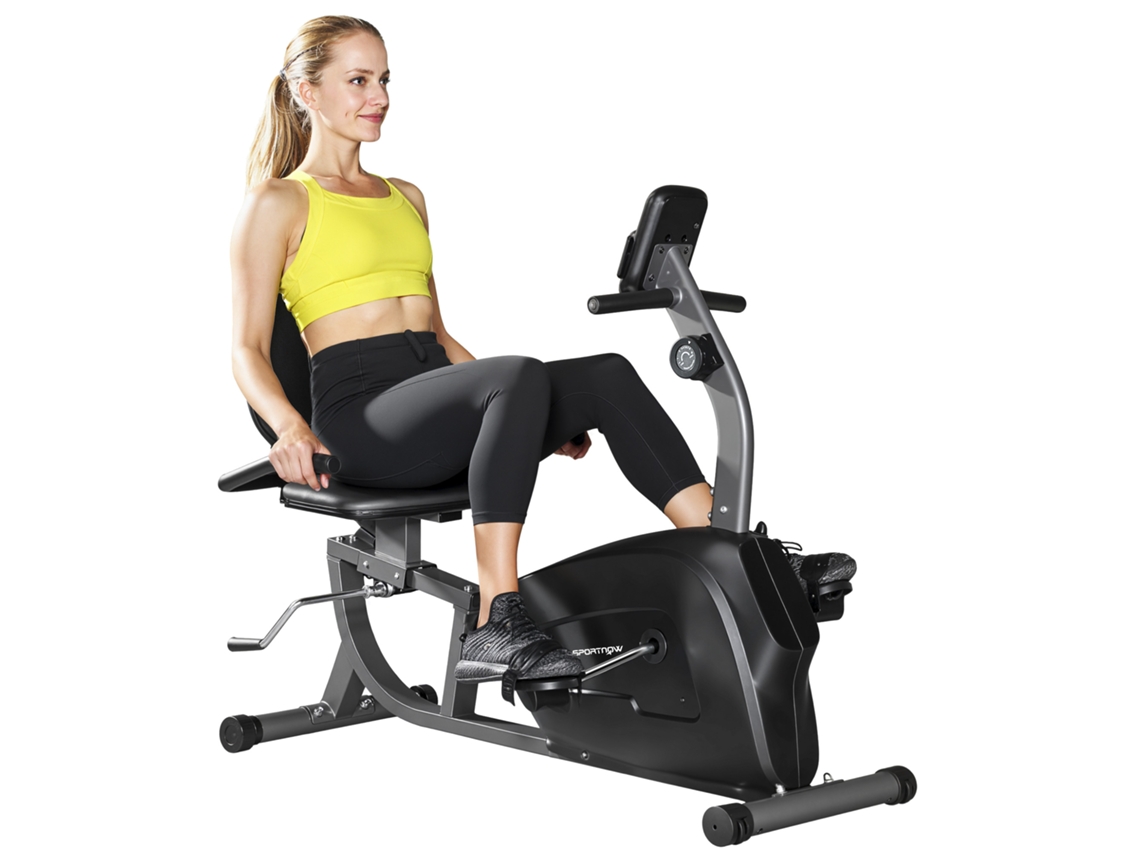Bicicleta Ergométrica Reclinada Magnética, 8 Níveis De Resistência Ajustáveis, Monitor Lcd, Metal, Plástico, Preta