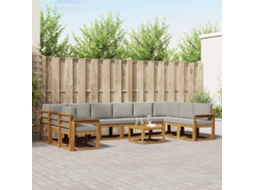 Vidaxl Conjunto De Sofás Para Exterior 11 Unid. Cinza Natural E Claro