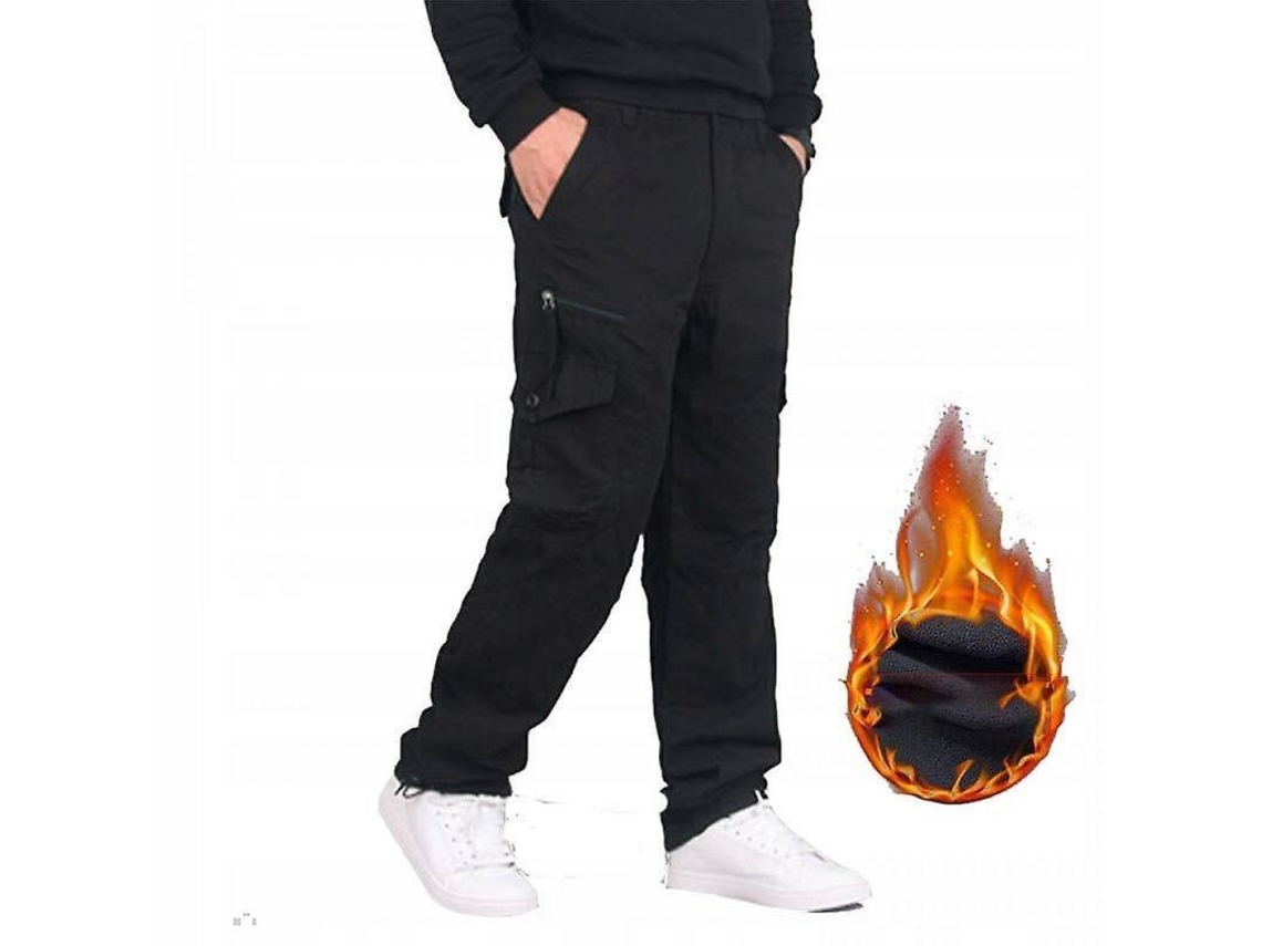 2026 calças de Inverno para Homem com Forro Grosso Polar Casual com Bolsos Qzm 4xl Negro