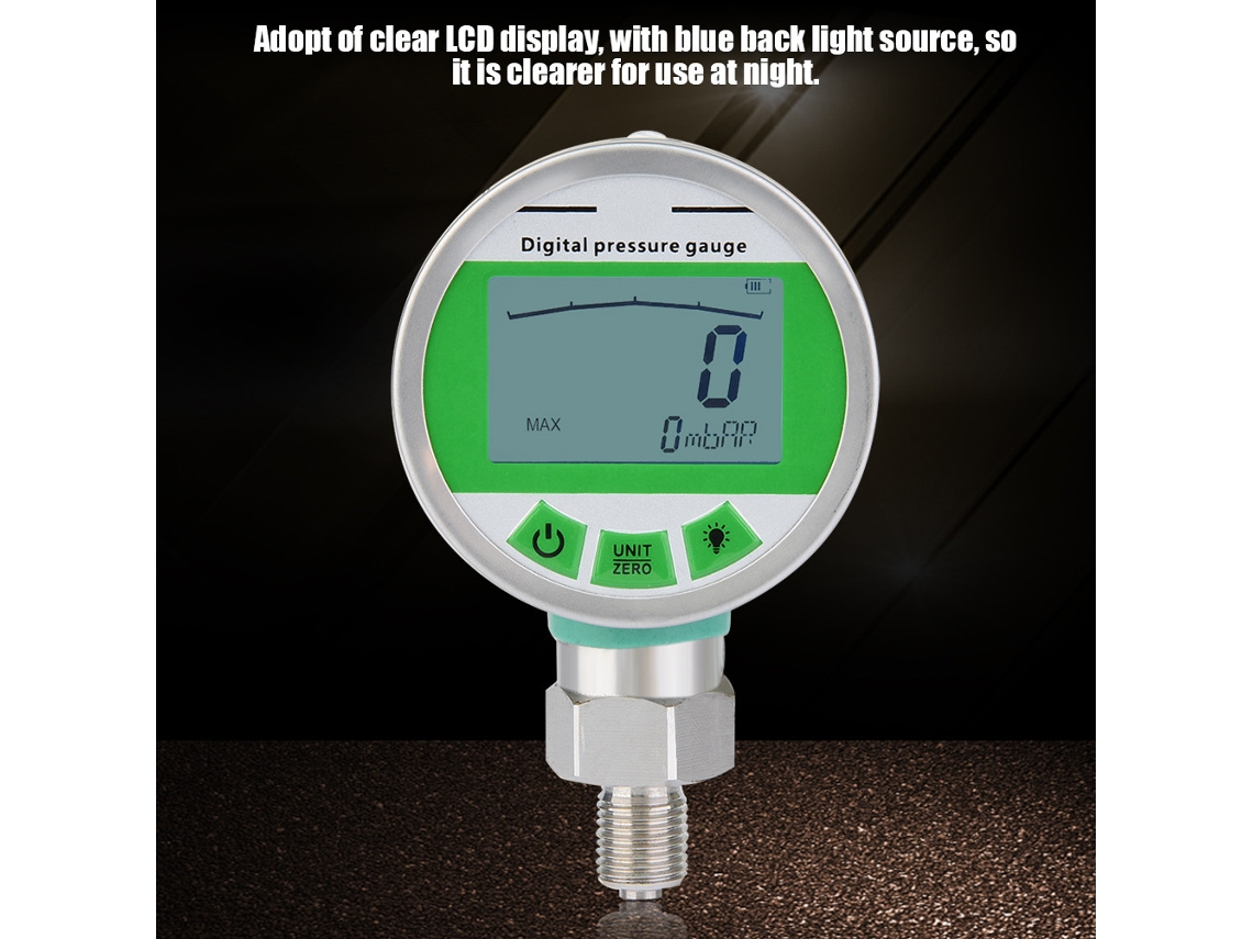 Laxiscreed Manómetro Digital De Aço Inoxidável Para Pressão Hidráulica De -100 A 0 Kpa Com Conexão G1/4