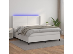 Cama Box Spring C/colchão/led 180x200cm Couro Artificial Branco