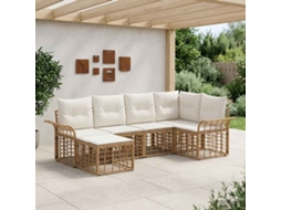 Vidaxl Conjunto De Sofás Para Exterior 6 Pcs Natural E Branco Creme