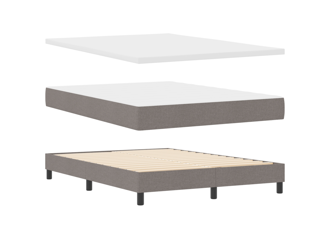 Conjunto 1 Cama Box Vidaxl Castanho-acinzentado Tecido (140 X 200 Cm)