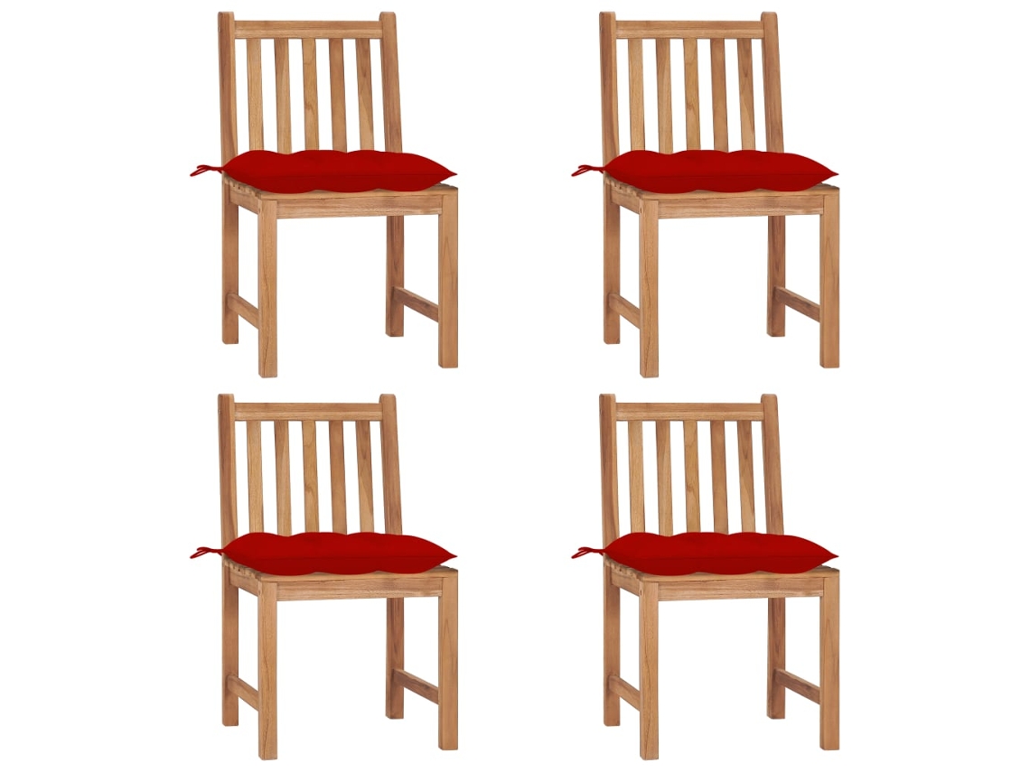 Vidaxl Cadeiras De Jardim C/ Almofadões 4 Pcs Madeira De Teca Maciça