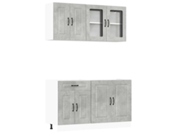 Conjunto de 4 armários de cozinha em concreto cinza - EXCLUSIVO DA MAISON