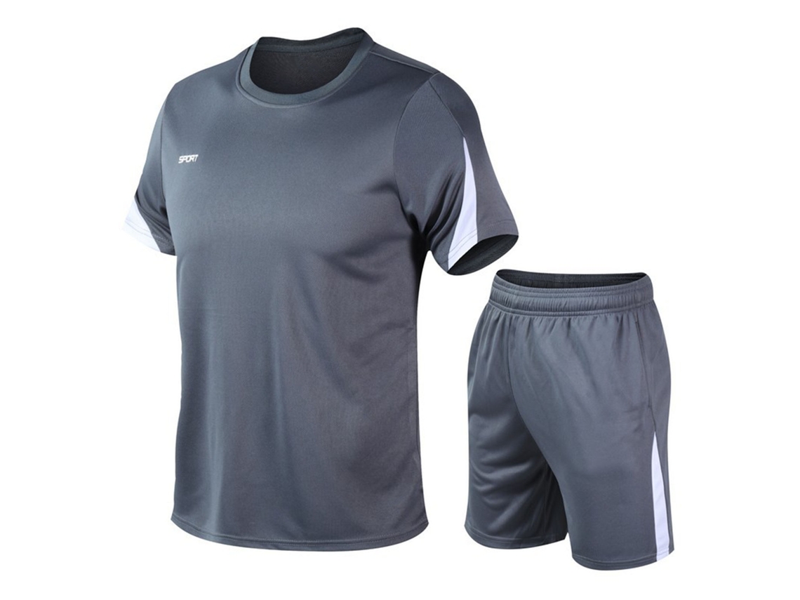 Conjunto De Camiseta E Shorts Para Homem De Treino Casual Manga Curta Com Ajuste Solto Cinza M Para Corrida Academia Ciclismo