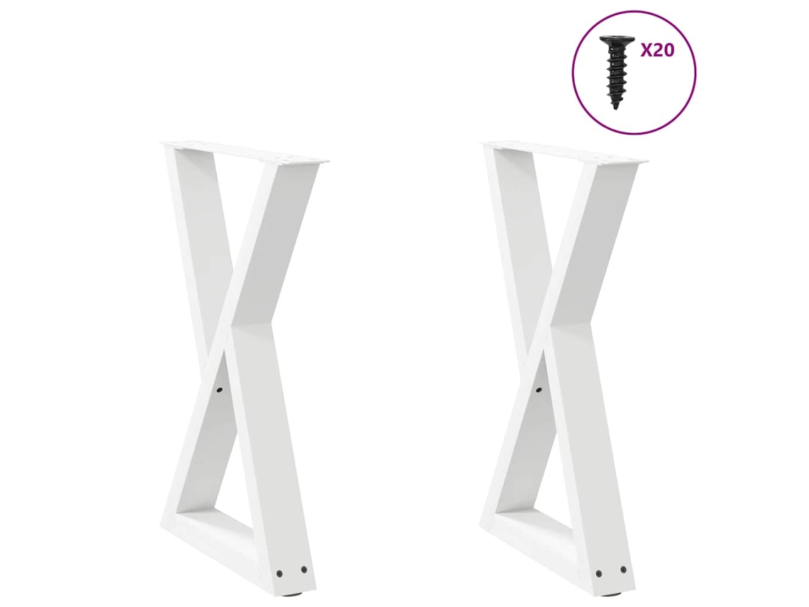 Vidaxl Pés Para Mesa De Jantar 2 Peças, Branco, 50x(72-73,3) Cm, Aço