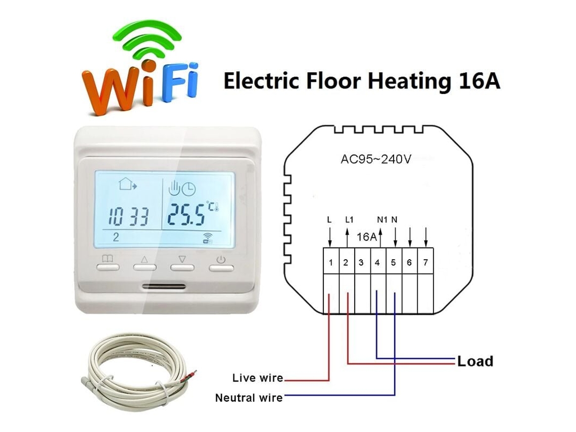 Termostato Inteligente Wifi Programável Tuya 16a, Aquecimento Elétrico De Piso, Compatível Com Controle De Voz Alexa E Sensor Externo De 3 M Slowmoose
