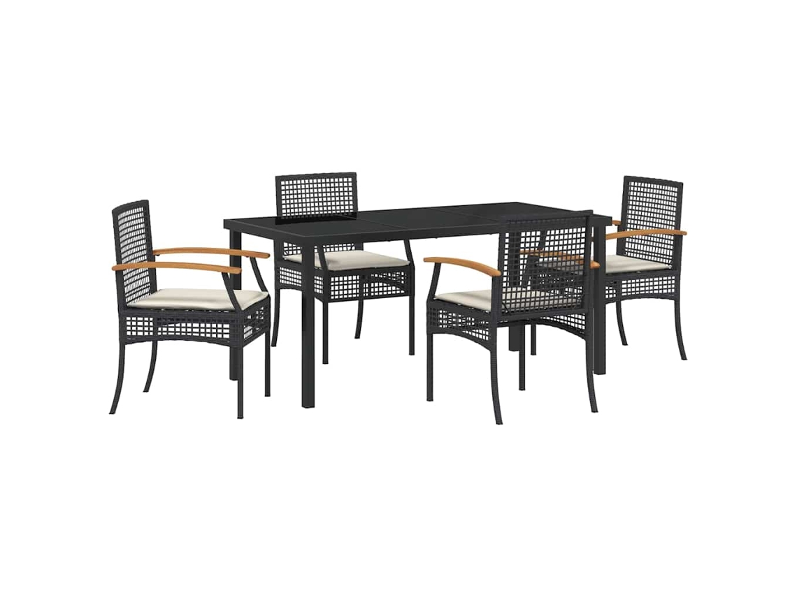 Maison Exclusive - Conjunto De Jantar Para Jardim Com Almofada 5 Pcs Preto Vime