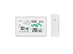 Estação Meteorológica Digital Inteligente Com Botões Sensíveis Ao Toque, Temperatura Interna E Externa, Umidade E Alertas De Geada, Na Cor Branca.