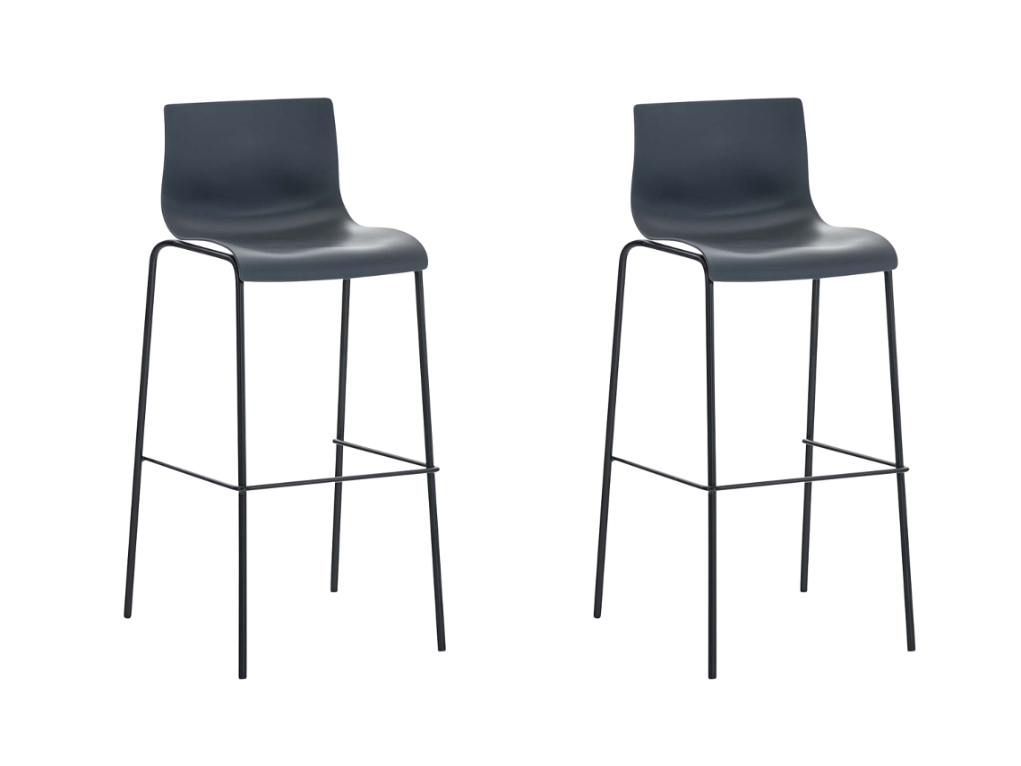 Conjunto de 2 bancos de bar HOVER com estrutura de 4 pernas em plástico cinza/preto CLP