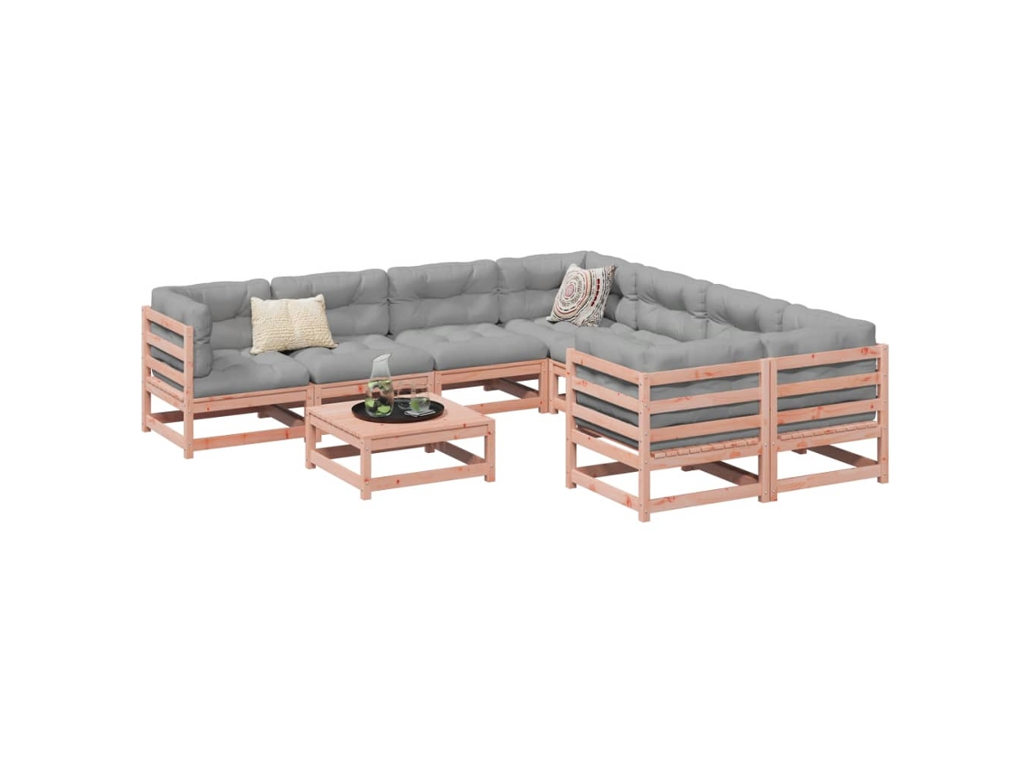 Vidaxl 9 Pcs Conjunto Sofás Jardim Madeira Abeto-de-douglas