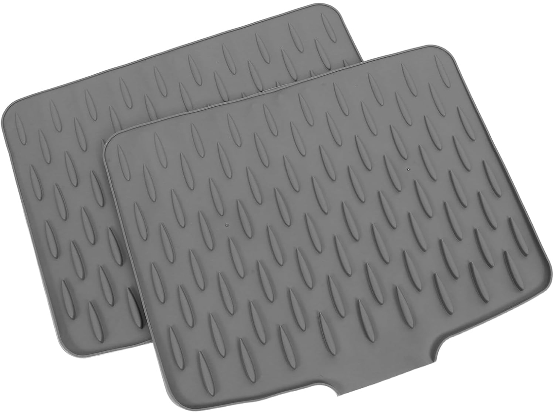 Tapete De Silicone Cinza Grande Galpada Para Escorredor Pia Cozinha, 40x33 Cm, Antiderrapante E Fácil De Limpar, Ideal