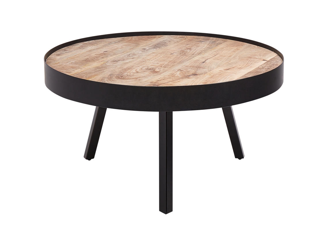 Mesa Auxiliar Beliani Wakita De Madera De Mango Negro 74x74x40