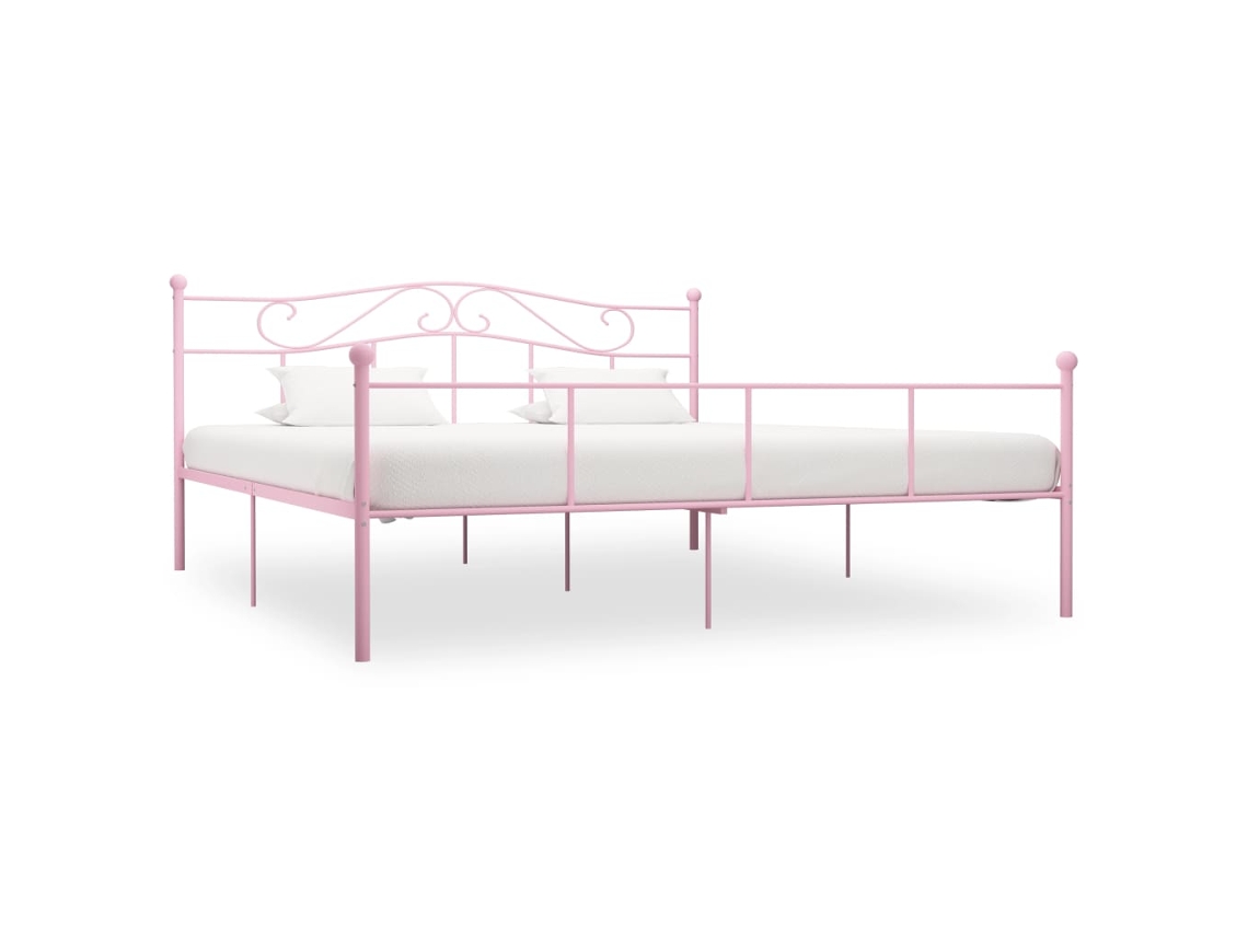 Estrutura de Cama Metal Rosa (180x200cm)