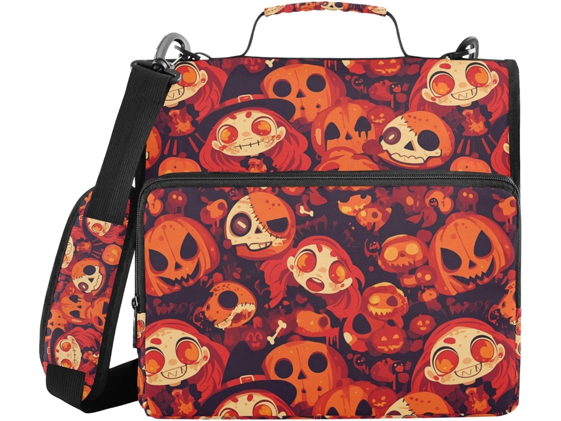 Pasta De Halloween Com Estampa Abóbora, Bolsos Extras, Alça De Ombro, Vários Bolsos, 3, 8cm 1, 5 Polegadas, 3 Selos