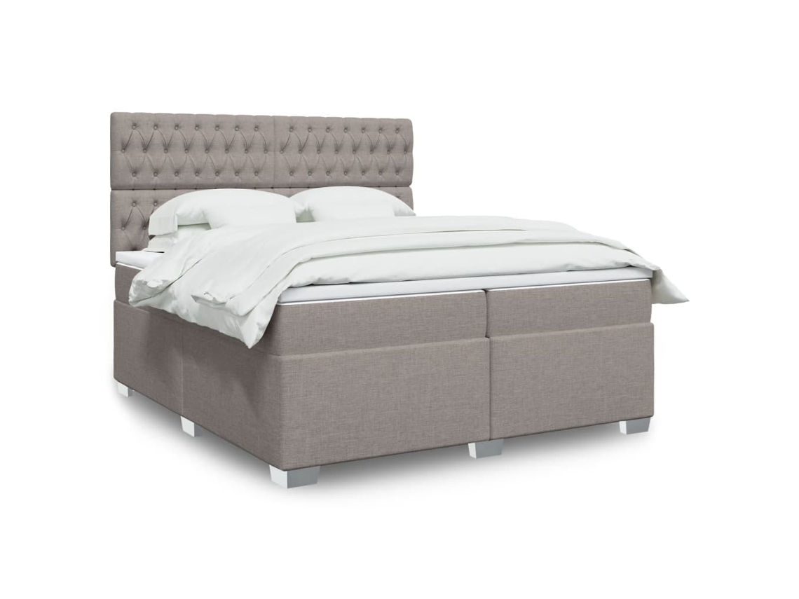 Vidaxl Cama Com Molas/colchão 200x200 Cm Tecido Castanho-acinzentado