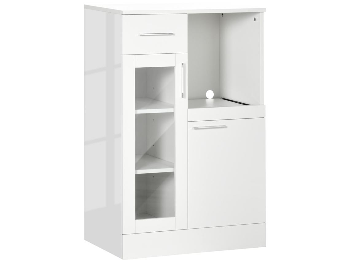 Armário Moderno Branco 60x40x95cm com Gavetas e Armários Madeira e Vidro BTFORUS