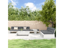 Vidaxl 6pcs Conjunto Lounge Jardim C/ Almofadões Madeira Maciça Branco