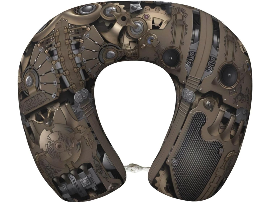 Travesseiro de Viag em Espuma Viscoelástica com Engrenagens Mecânicas Steampunk Suporte Confortável Formato U