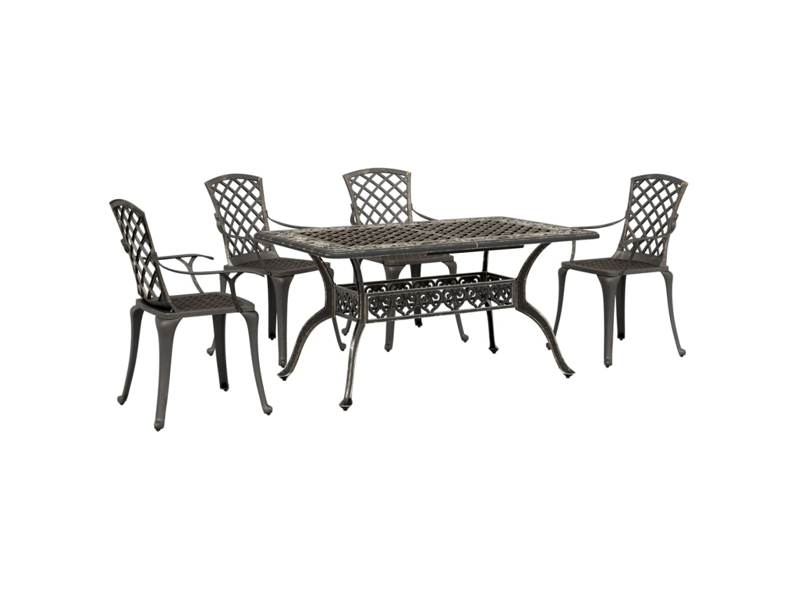 Maison Exclusive - 5 Pcs Conjunto De Jantar Para Jardim Alumínio Fundido Bronze