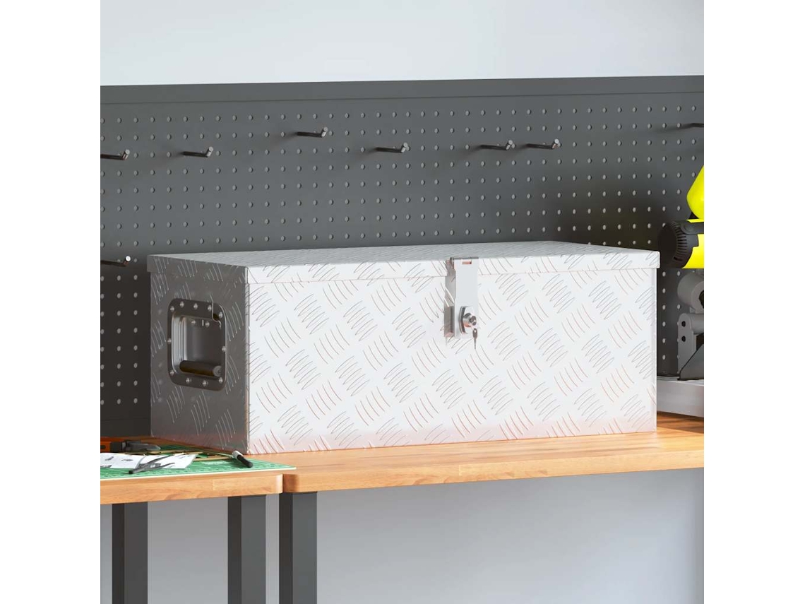 Vidaxl Caixa De Arrumação 70x31x27 Cm Alumínio Prateado