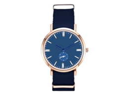 Relógio de quartzo unissex Zhoulianfa com pulseira de nylon e mostrador redondo azul royal.