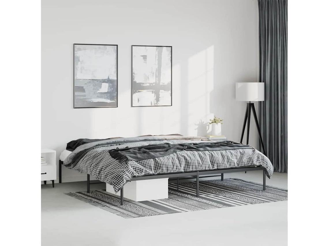 Vidaxl Estrutura De Cama 193x203 Cm Metal Preto