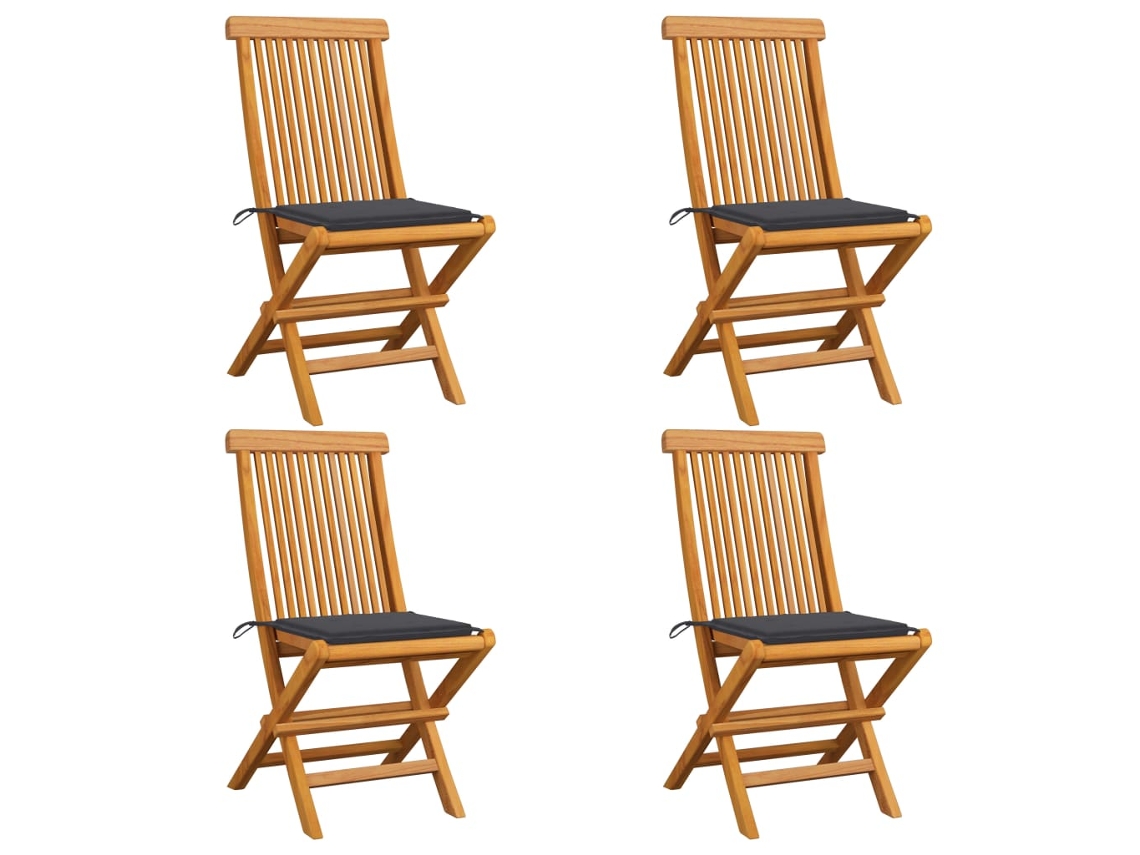 Folding Chair, Folding Chairs Vidaxl Antracite Teca (n/a)